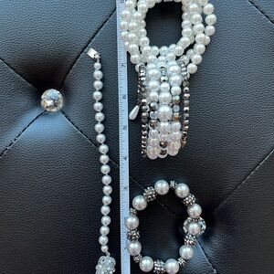 Elegant Pearl and Silver Bracelet Set